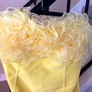 Fashion Nova Yellow Ruffled Strapless Dress, Perfect for Spring/Summer, Size: 3X